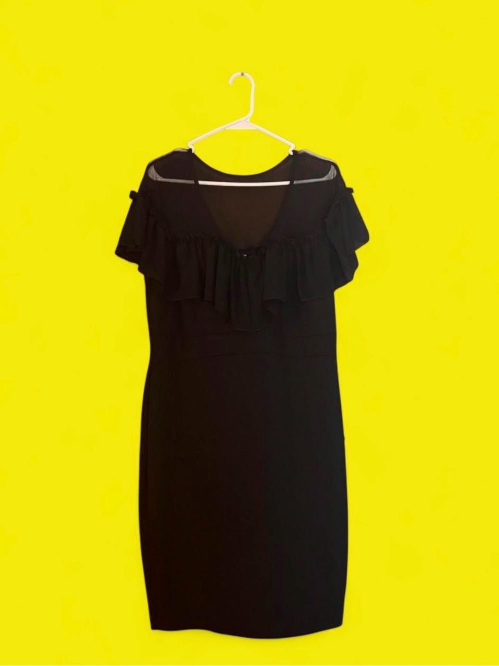 Fashion Nova Black Ruffle-Trim Midi Dress